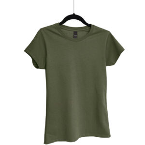 Camiseta de Algodón Cuello Redondo para Dama – Verde Olivo – Bones.