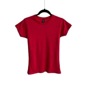 Camiseta de Algodón Cuello Redondo para Dama - Rojo - Bones.