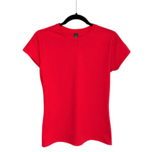 Camiseta de Algodón Cuello Redondo para Dama – Rojo Dulce – Bones.