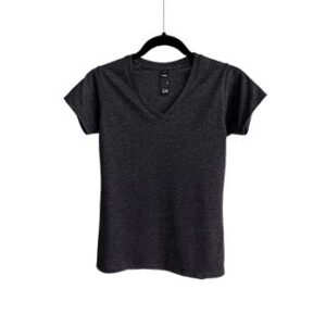 Camiseta de Algodón Cuello V para Dama - Negro Jaspe - Bones.