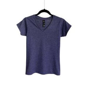 Camiseta de Algodón Cuello V para Dama - Azul Marino Jaspe - Bones.
