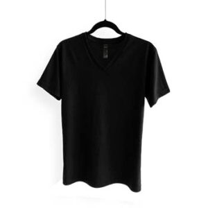 Camiseta de Algodón Cuello V para Caballero - Negro - Bones.