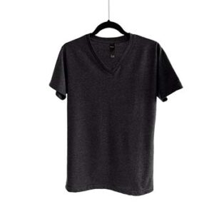 Camiseta de Algodón Cuello V para Caballero - Negro Jaspe - Bones.