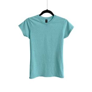 Camiseta de Algodón Blend Cuello Redondo para Dama - Azul Playa Jaspe - Bones.