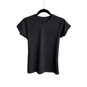 Camiseta de Algodón Blend Cuello Redondo para Dama – Negro Jaspe – Bones.