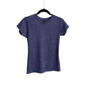Camiseta de Algodón Blend Cuello Redondo para Dama – Azul Marino Jaspe – Bones.