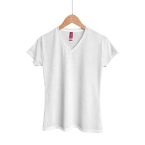 Camiseta Sublimable Cuello V para Dama - Blanca - Playerytees.