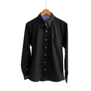 Camisa tipo Gabardina peinada manga larga 50% poliéster y 50% algodón para Caballero – Negro – Playerytees.