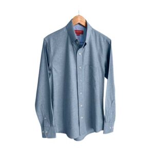 Camisa tipo Gabardina Oxford manga larga 25% poliéster y 75% algodón para Caballero – Azul Marino Oxford – Playerytees.