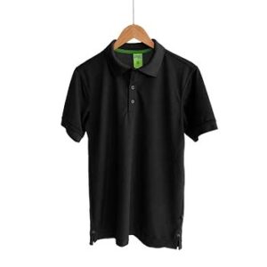 Camiseta tipo Polo tela Piqué 100% poliéster para Caballero – Negro – Playerytees.