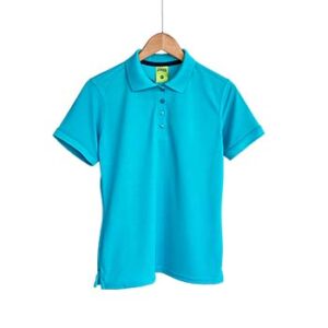 Camiseta tipo Polo tela Piqué 100% poliéster para Dama – Azul Aqua – Playerytees.