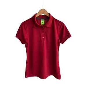 Camiseta tipo Polo tela Piqué 100% poliéster para Dama – Rojo – Playerytees.