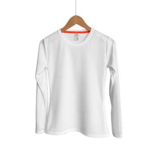 Camiseta de Tela Deportiva para Dama – Manga Larga – Blanca – Playerytees.