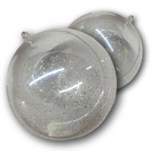 Esfera Navideña Escarchada transparente que abre a la mitad - (8cm)