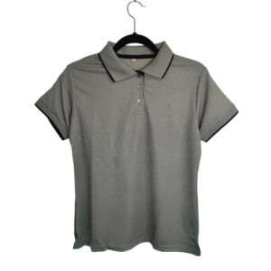 Camiseta tipo Polo tela Waffit 100% poliéster para Dama – Gris