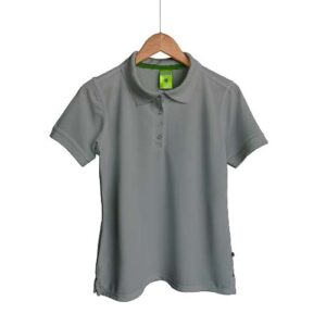 Camiseta tipo Polo tela Piqué 100% poliéster para Dama – Gris Oxford – Playerytees.