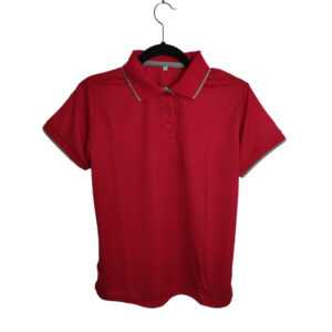 Camiseta tipo Polo tela Waffit 100% poliéster para Dama – Rojo