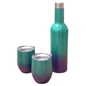 Set de 2 cocteleras 12oz y botella 25oz degradado rosa - turquesa Acero inoxidable 304 (Sublimación)
