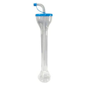 Vaso plástico tipo yarda con tapa y pajilla celeste 700ml