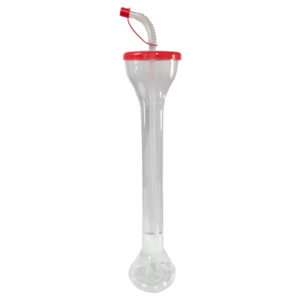 Vaso plástico tipo yarda con tapa y pajilla rojo 700ml